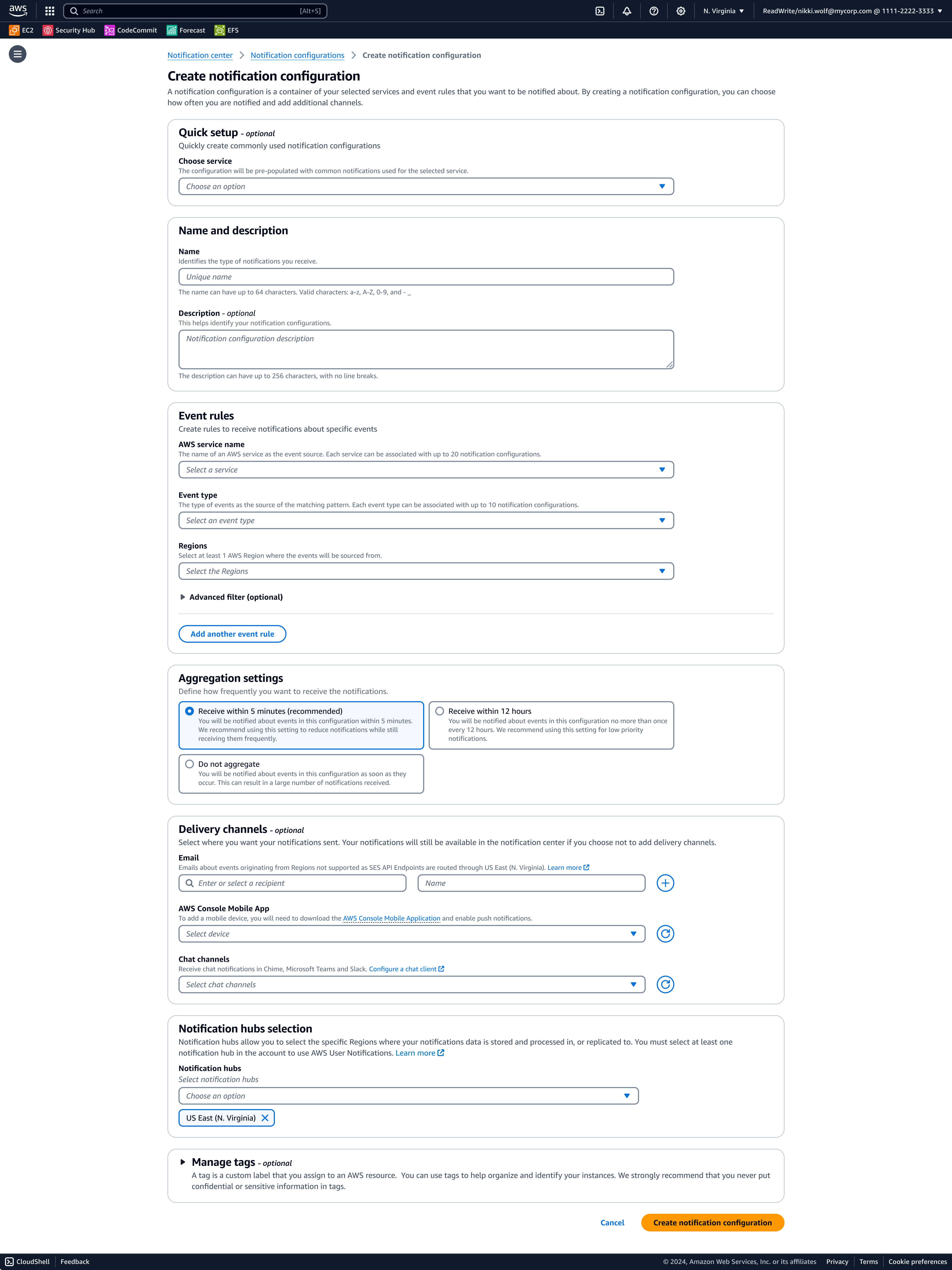 Create notification configuration flow